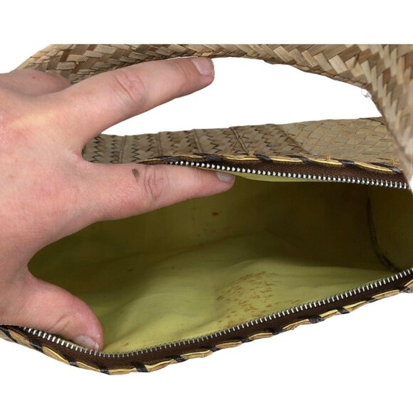 Vintage Woven Straw Purse Floral Festival Raffia Corn Husk Shoulder Bag Flowers - Picture 7 of 10